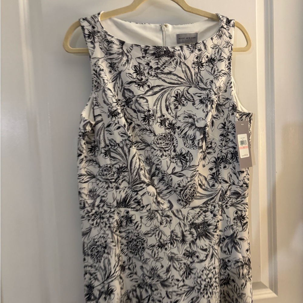 Marc New York Sleeveless Black & White Floral Midi Dresssz 10 NWT - Picture 4 of 11